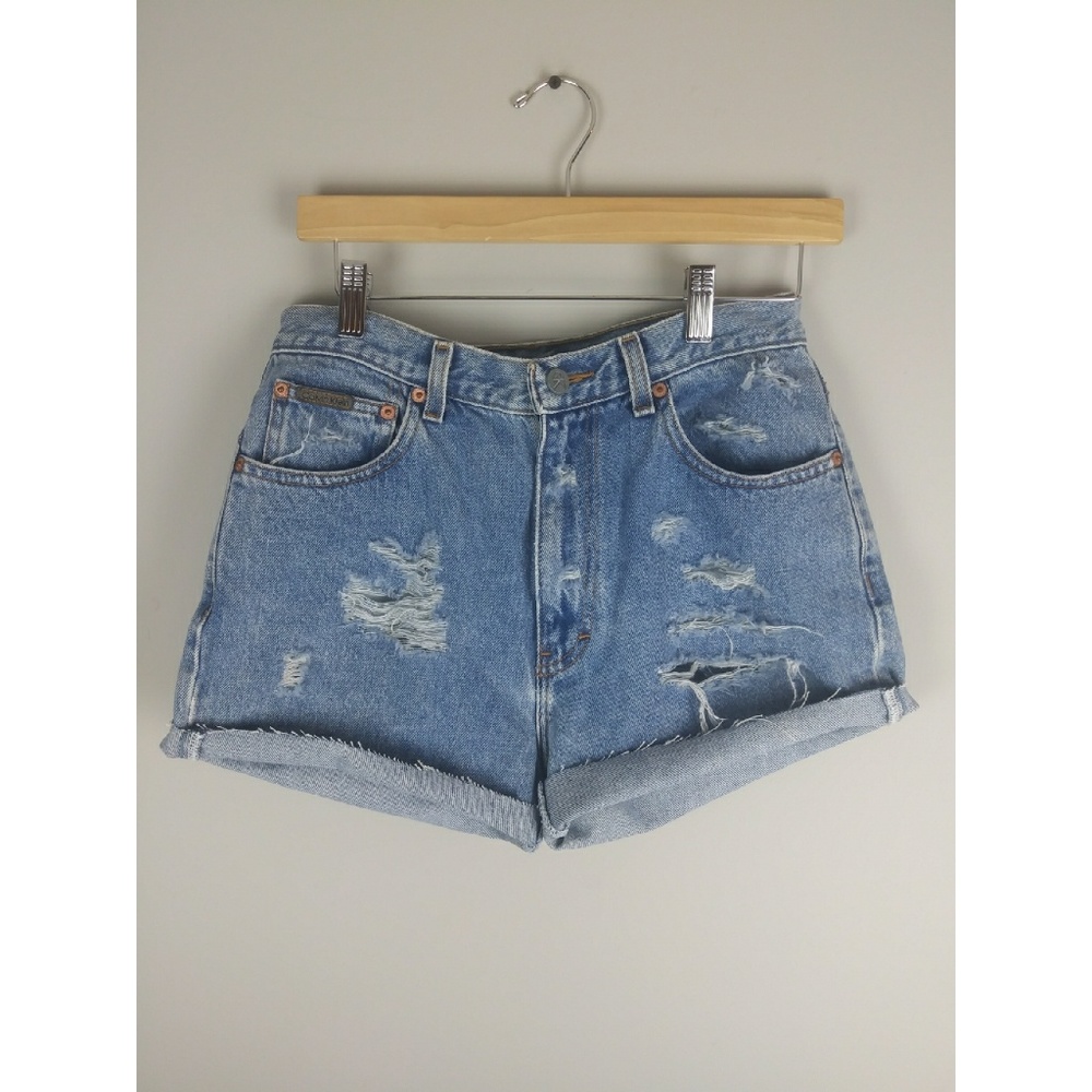 Distressed vintage Calvin Klein highwaisted shorts